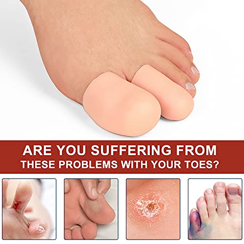 Image of Promifun Gel Toe Caps, 16 Pack Toe Protectors for Women, Silicone Toe Covers Sleeves for Men, Blisters, Corns, Friction Pain Relief (Beige, Multi-Size)