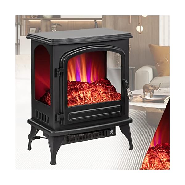 Heidenfeld Elektro Kamin EK100-3 Jahre Garantie - 2000 Watt - Energiesparende LED - 3 seitige Glasfront - 2 Heizstufen…