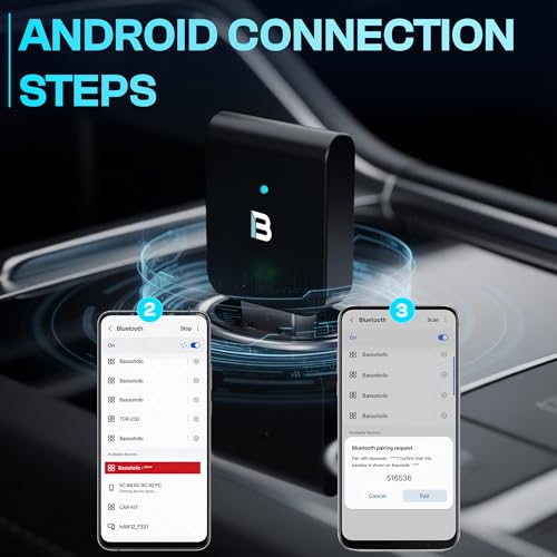 Image of BASSOHOLIC CAA02 2-in-1 Wired to Wireless Adapter for Android Auto & CarPlay | Convert OEM Wired to Wireless | Bluetooth & WiFi | Auto Reconnect | Plug & Play | 1 Year Warranty