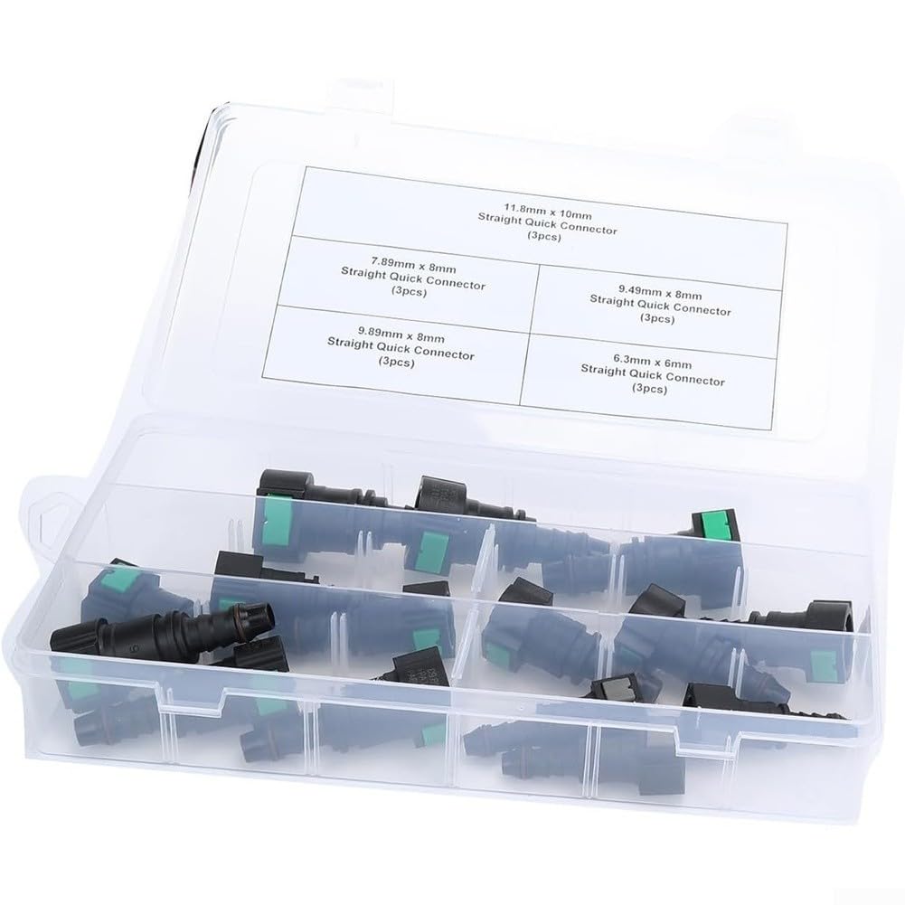 Kit di 85 connettori per il ritorno del carburante con raccordi dritti e rapidi a 90° per sistemi diesel, varie misure per riparazione auto