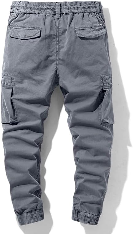 Mens Cargo Joggers–Slim Fit Flex Work Pants with Belt Loops Elastic Waist Zipper Pockets Drawstring Waist - Image 3