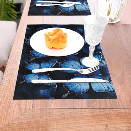 Set de table bleu foncé en PVC de 6 pièces lavables - 5