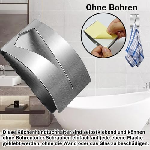 Foto von smilixin 4 Stück Handtuchhaken Geschirrtuchhalter Ohne Bohren,7.5 * 5cm