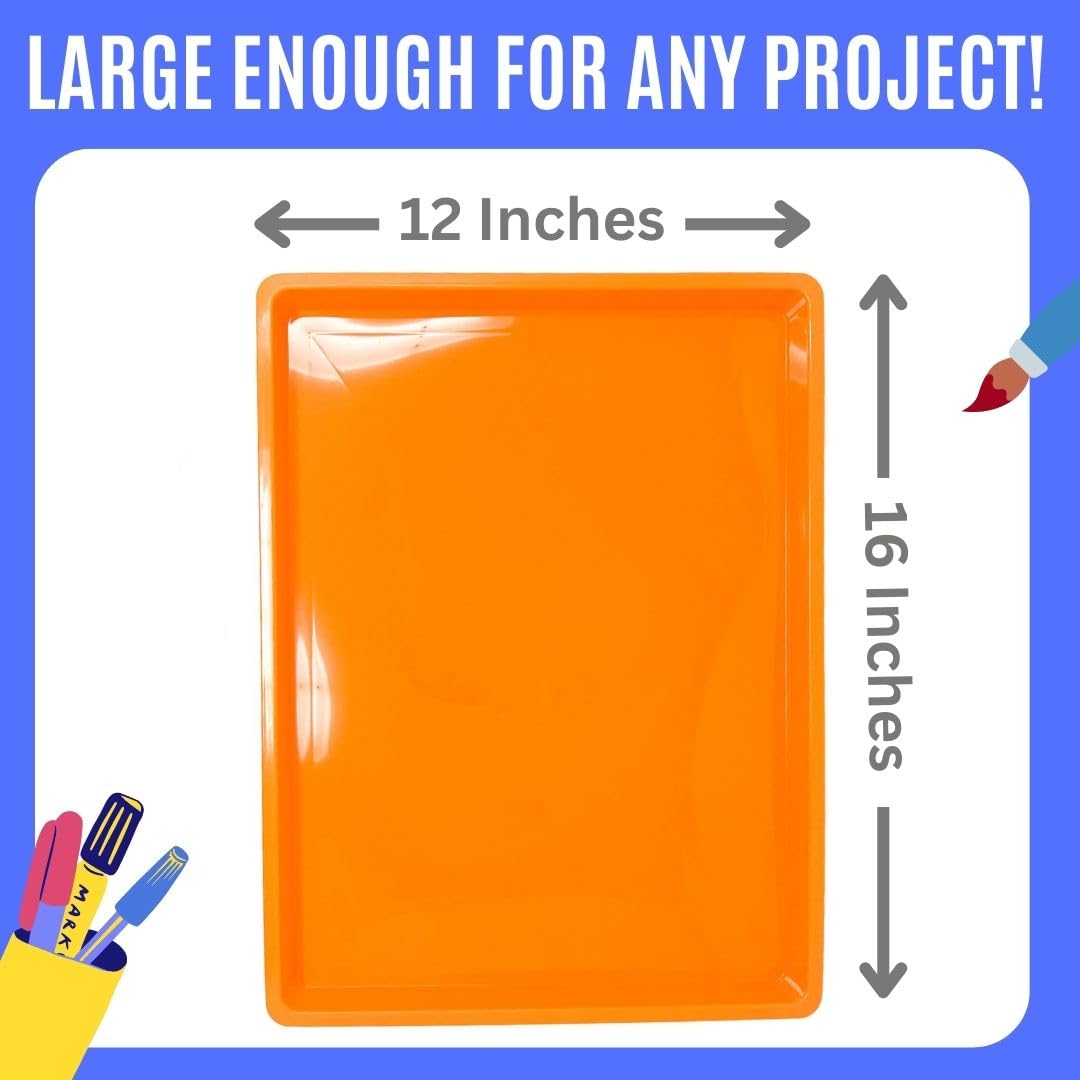Podzly 6 bandejas de papel de plástico, organizador plano apilable para arte y suministros de aula para niños, bandejas educativas duraderas multicolor, resistentes y seguras