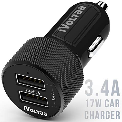 Image of iVoltaa Intelli Charge Dual USB 3.4A Smart Car Charger for All Smartphones with Type-C Charging Cable