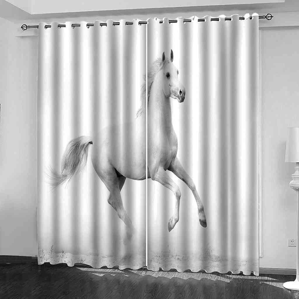 Rideaux occultants d'enfant 3D cheval blanc isolant thermique phonique salon 200x214