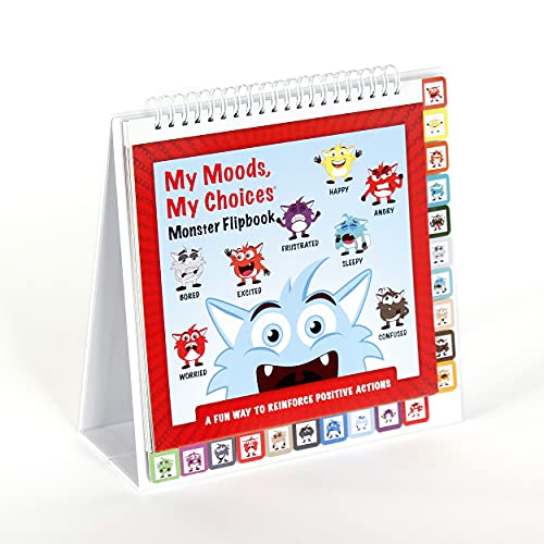 The Original Mood Flipbook for Kids; 20 Different Moods/Emotions; Autism; ADHD; Help Kids Identify Feelings and Make Positive Choices; Laminated Pages (Monster Flipbook with Tabs)