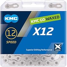KMC | Wax X12 Bicycle Chain 12-Speed | Mountain Bike/Road/Gravel | 12 Speed Chain Shimano & Campagnolo Compatible | 126 Links, Missing Link Included | Silver