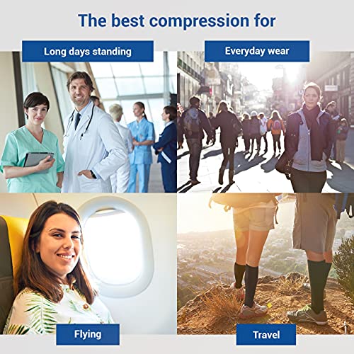 Image of Knee High Compression Socks 15-20 mmHg - Everyday Use Improves Blood Circulation, Relieves Pain & Swelling (6X-Large, Black (1-Pair))