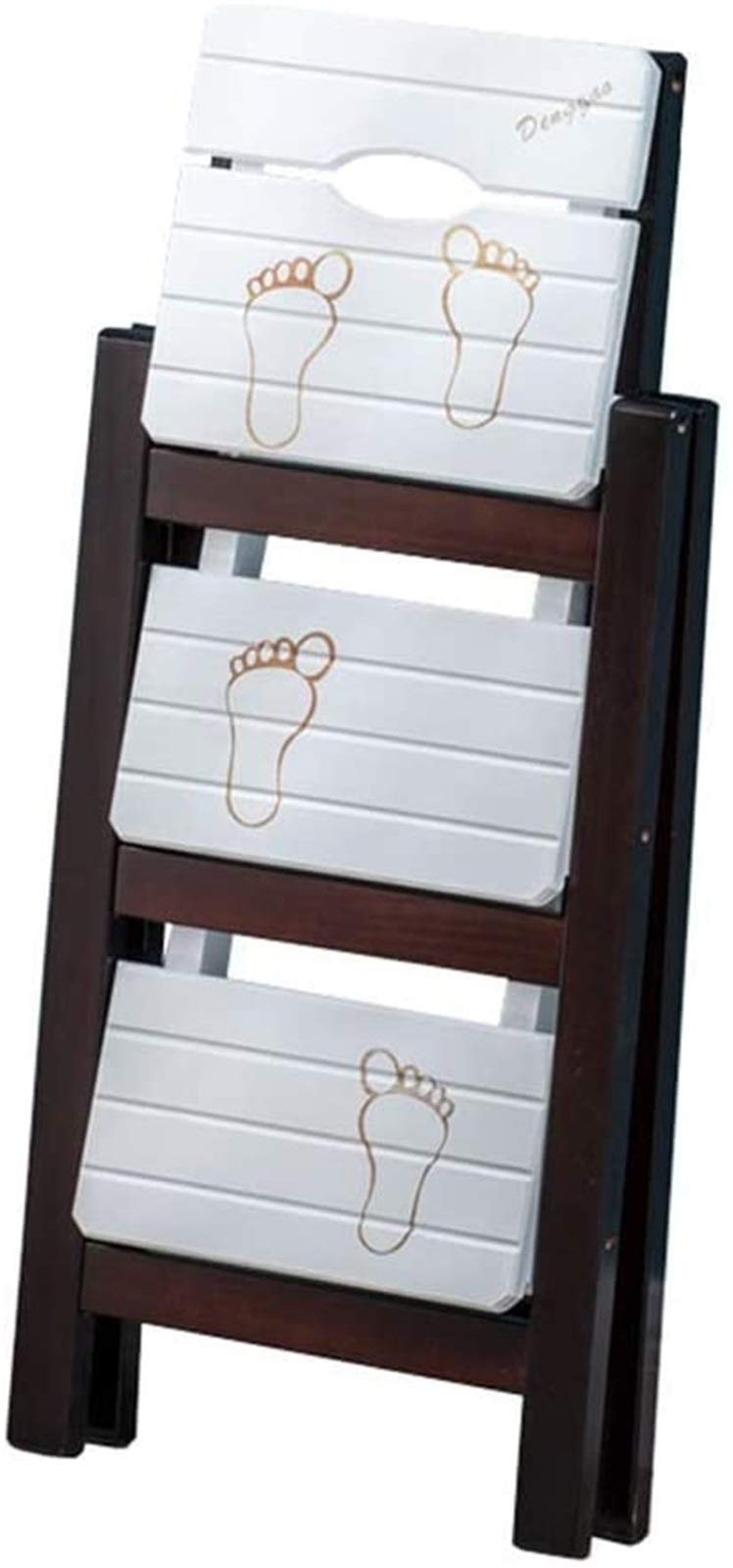 Taburete escalera plegable de madera de 3 niveles para soporte de plantas y uso familiar portátil