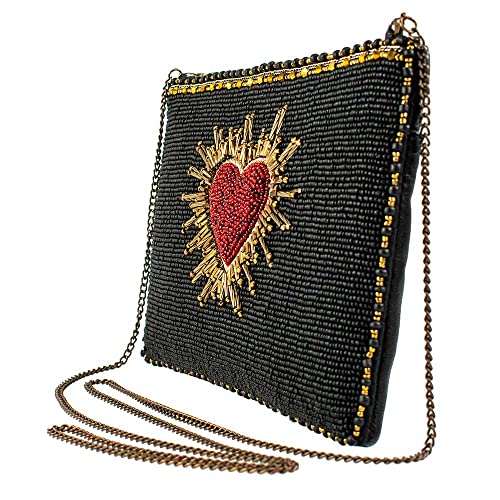 Mary Frances Love Affair Beaded Heart Burst Mini Crossbody Bag Novelty Evening Clutch Purse, Black4