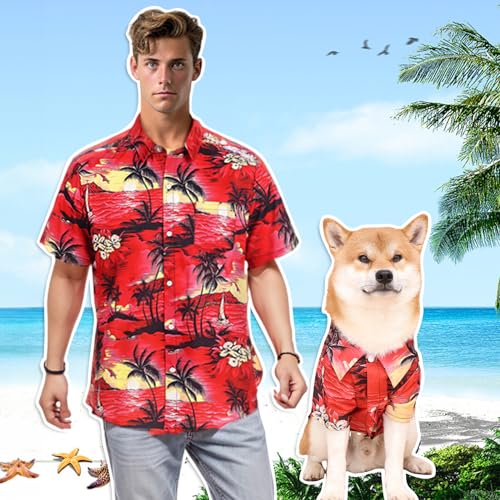 Harbyel Dog Shirts Hawaii Dog Clothes for Small Medium Large Dogs Owner and Pet Shirts are Sold Separately - Thumbnail 7