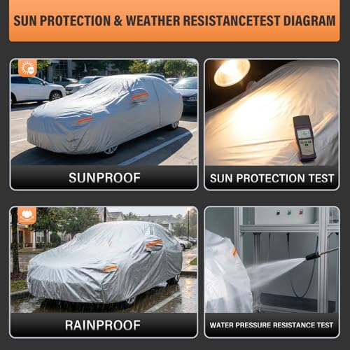 Image of kayme 6 Layers SUV Cover Waterproof All Weather for Automobiles, Outdoor Full Cover Rain Sun UV Protection with Zipper Cotton, Universal Fit for SUV (Up to 181 inch)