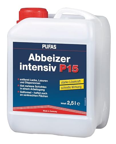 Pufas Abbeizer P15 intensiv 2,5 Ltr Kraft-Abbeizmittel für Lacke Lasuren Farben