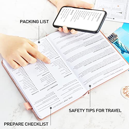 JUBTIC-Travel-Journal-for-Women-Men-Vacation-Planner-with-Pockets-for-Keepsakes-Travel-Notebook-for-6-Trips-Trip-Planner-Travel-Gifts-Rose-Gold