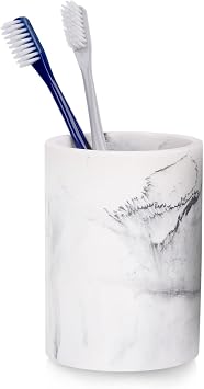 zccz Toothbrush Holder for Bathroom Marble Look, Electric Toothbrush and Toothpaste Holder, Organizer Makeup Brushes Razor Holder, Stand Cup, White Marble Look Toothbrush Cup