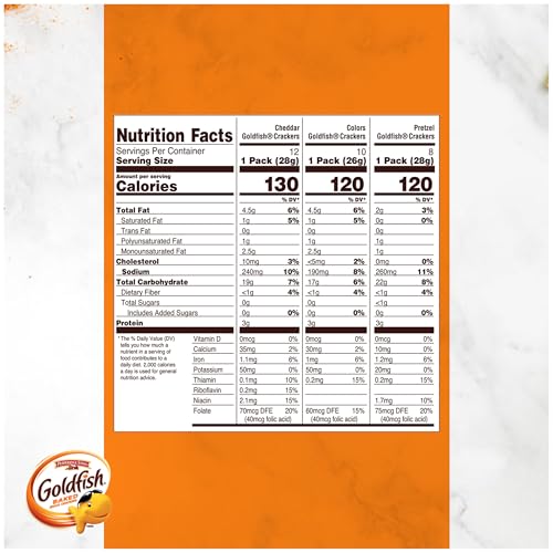 Image of Goldfish Crackers Big Smiles Variety Pack with Cheddar, Colors, and Pretzels, Snack Packs, 30 Ct