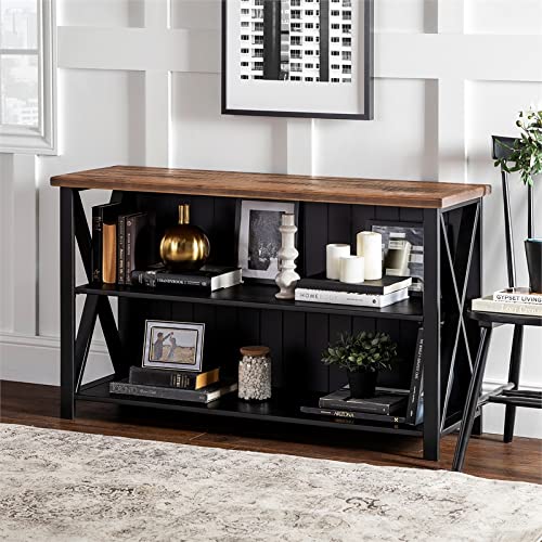 Walker Edison 2 Tier Modern Farmhouse Wood Bookcase Bookshelf Storage Home Office Storage Cabinet, 52 Inch, Black #TOP5