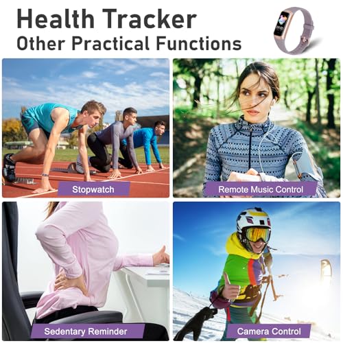 Fitness Tracker with Step Counter/Calories/Stopwatch, Activity Tracker, Health Tracker with Heart Rate Monitor, Sleep Tracker,1.10\'\'AMOLED Touch Color Screen, Pedometer Watch for Women Men