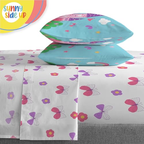 Image of Sunny Side Up Magic Castle Full Comforter Set - 7 Piece Kids Bedding Includes Comforter, Sheets & Pillow Cover - Super Soft Floral Microfiber Bed Set