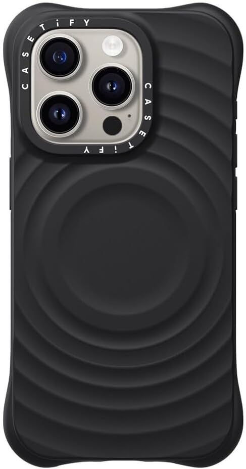 CASETiFY Ripple iPhone 15 Pro Case [2X Military Grade Drop Tested/Wave Textured/Compatible with Magsafe] - Black