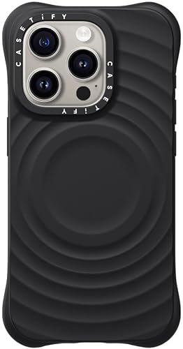 CASETiFY Ripple iPhone 15 Pro Case [2X Military Grade Drop Tested/Wave textured/Compatible with Magsafe] - Black
