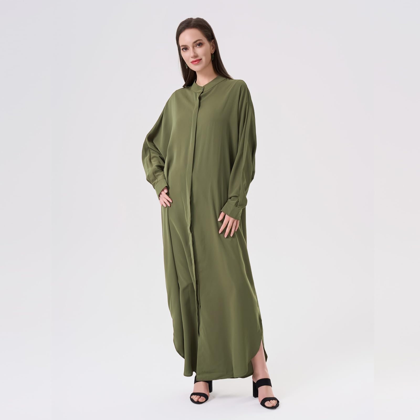 Muslimische Abaya Damen,Einheitsgröße XL(passend für EU 42–58),Gebetskleidung für Muslim Frauen,Vollverkleidung mit Verstellbarer Taille,Locker Bequem Weich,für Ramadan Eid Alltag Hochzeit