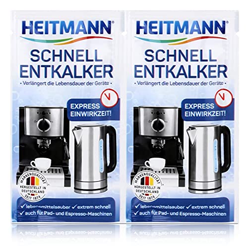 Heitmann Decalcificante rapido: decalcificante universale naturale per macchine da caffè, bollitore, bollitore, bollitore uova, 2 x 15 g, confezione da 1