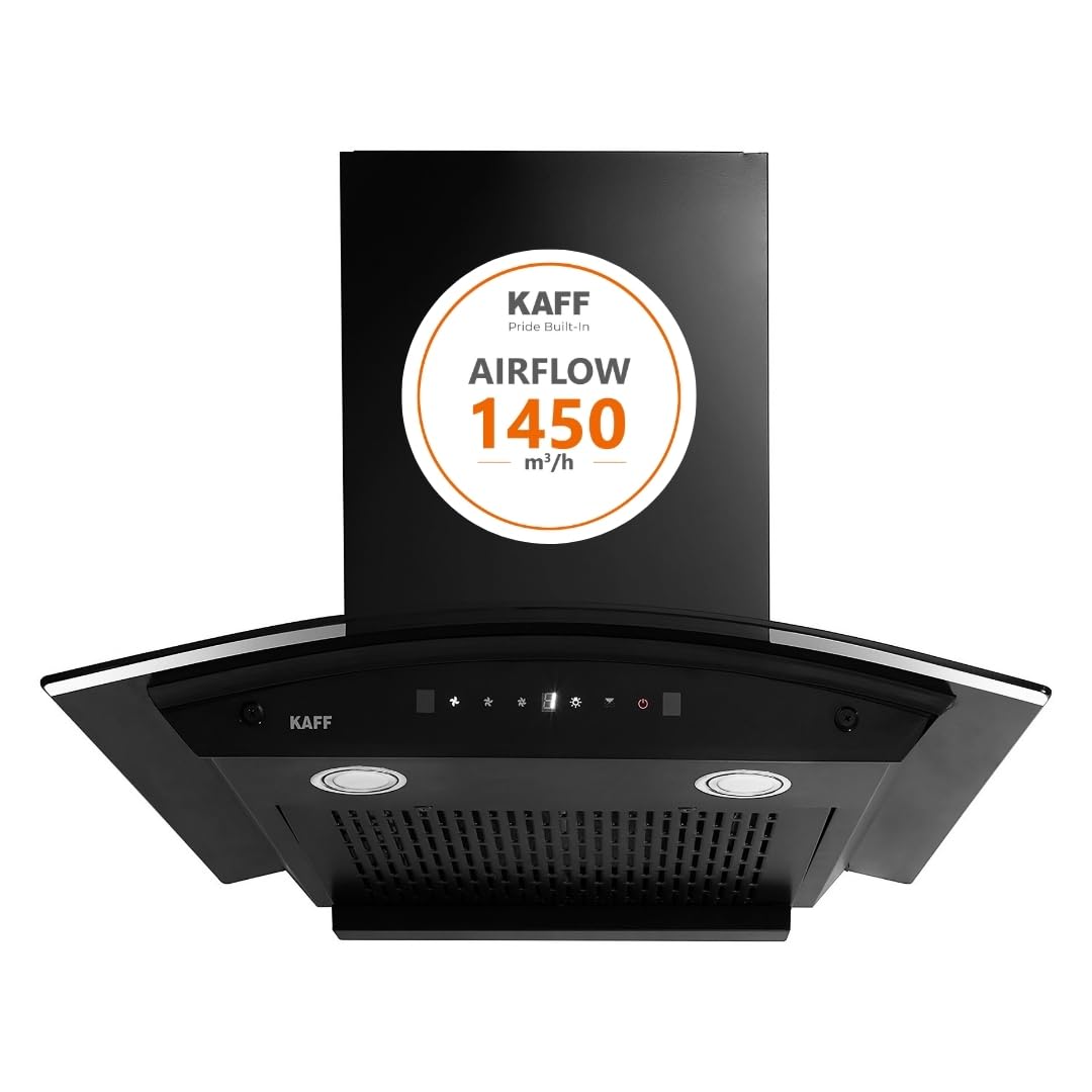 KAFF K-Series KEC 60A Filterless Auto-Clean Kitchen Chimney, 60 CM, Curved Glass,1450 m3/hr Suction, Touch & Motion Sensor, 2 Years Comprehensive Warranty and Lifetime on Motor (Black)-image-11