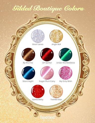 Image of beetles Gel Polish Gilded Boutique Advent Calendar - 24 Luxury Days of Gel Nail Polish Colors, Premium Gifts Box with Cat Eye Gel, Nail Care Tools & Mini UV Lamp for Women Holiday Gifting