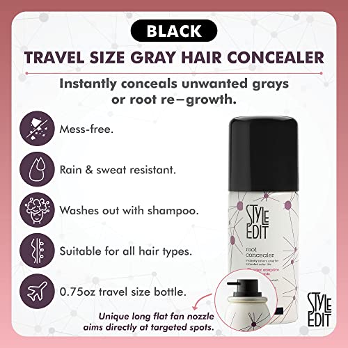 Root Touch Up Spray For Black Hair By Style Edit | Cover Up Hair Color Spray For Gray Hair Coverage | Root Concealer For Black Hair | Temporary Black Hair Dye Spray | 0.75 Oz. Travel Size Spray #TOP1