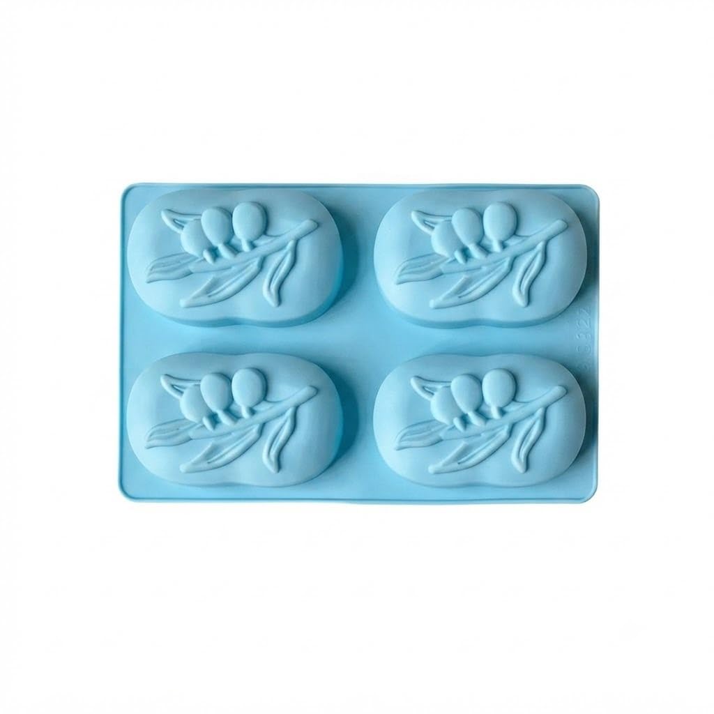 Premium Silicone Olive Branch Design 4-Cavity Soap & Chocolate Mold, Flexible & Non-Stick Baking Tray for DIY Crafts, Candles, Jellies & Soap Making (Blue)-image-46