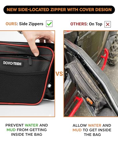 DOVOTECH RZR Door Bags, Storage Bags for Front Left and Right RZR Side Door- Water Repellent Zipper Design Compatible with 2014-2023 Polaris RZR XP 1000 Turbo 900XC S900