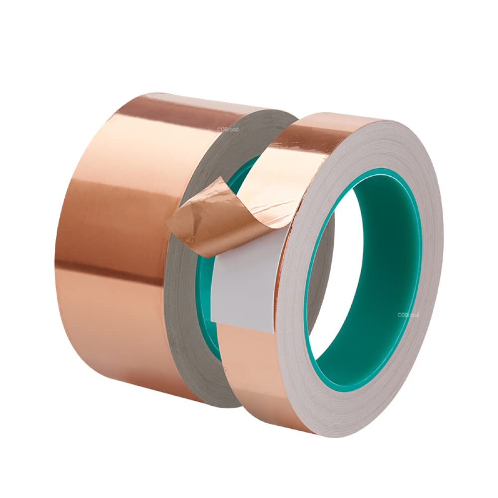 Nastro Isolante Elettrico, 2pcs 20m Double Sided Conduct Nastro Adesivo in Lamina di Rame schermatura Riparazione Termica for Isolamento (Color : 20mm, Size : 20M)