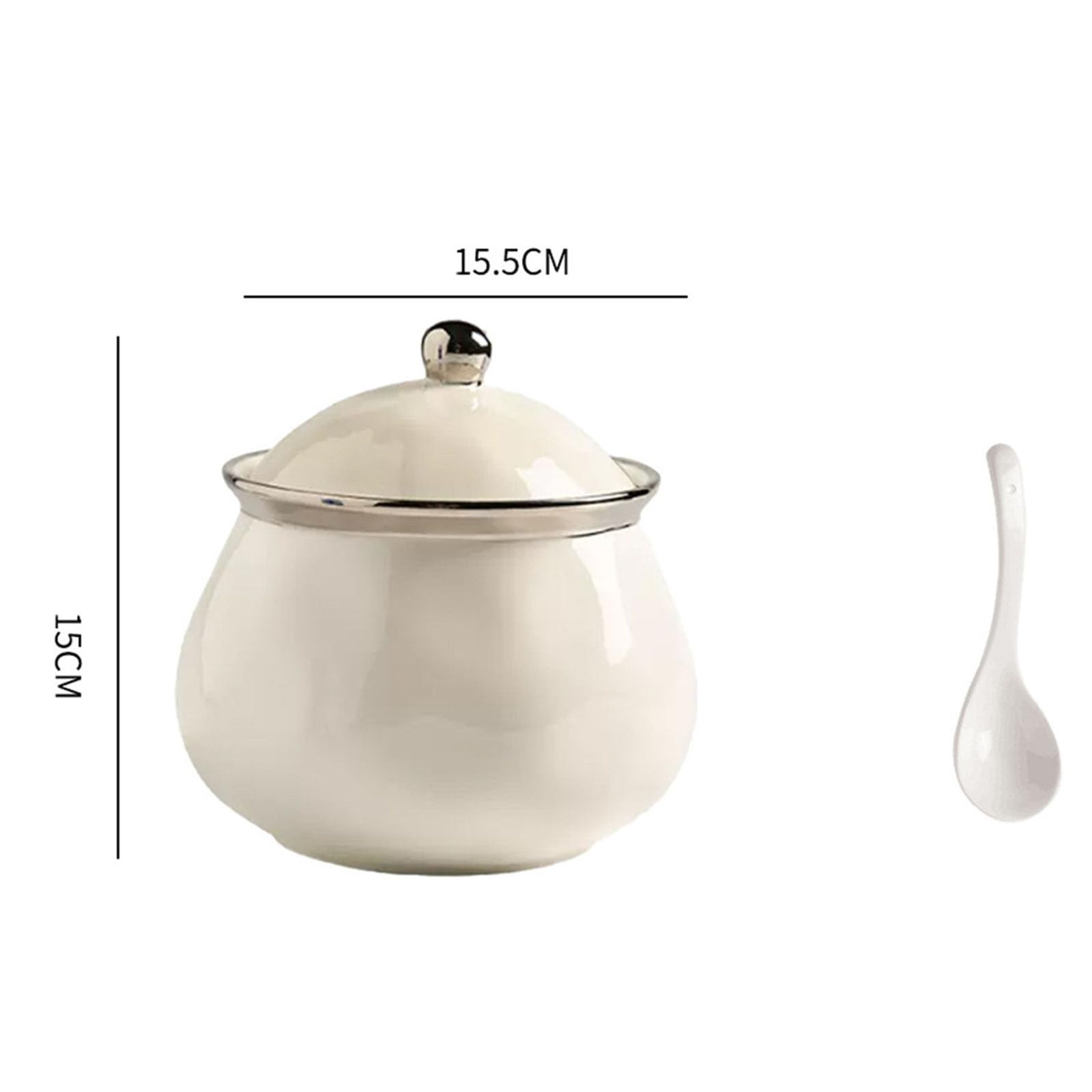 Pentola per Salsa di Soia in Ceramica da Cucina Barattolo di strutto in ceramica olio peperoncino for uso domestico con barattolo condimento coperchio per Uso Cucina(bianca)