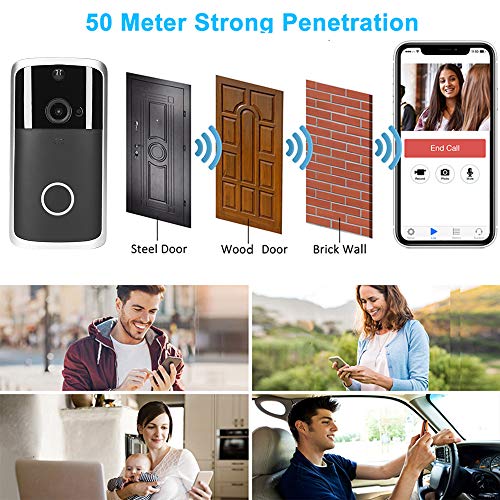 yeacher Campainha de vídeo sem fio 720P Visual em tempo real Intercom Wi-Fi Vídeo Campainha Detecção
