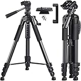 Camera Tripod, papasbox Aluminum Alloy Tripod with Release Plate Mount for Camera, Smartphones, Ring Light Tabletop Tripod (62 Inches) Tripod Camera Stand Mobile Phone for Smartphone