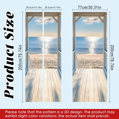 Image of Nuxovilar Beach Porch Door Stickers Peel Stick PVC 30.3x78.7 Inches