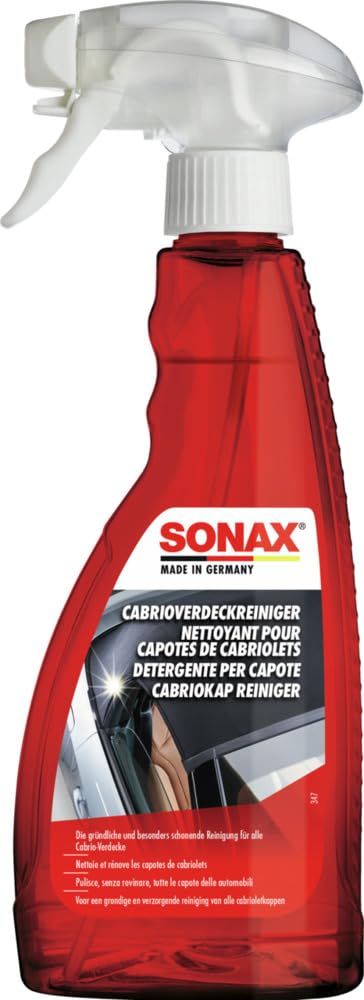 SONAX CabrioverdeckReiniger (500 ml) Beseitigung von Verschmutzungen aus Stoff- und Kunststoffverdecken | Art-Nr. 03092000