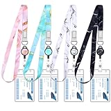 4 Pack Cruise Lanyard for Ship Cards Marble Cute Lanyards with Retractable Badge Reels Waterproof ID Badge Holder, 2026 Cruise Essentials Accessories