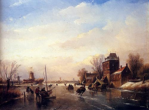 Affiche en toile Patineurs sur une rivière gelée Spohler décoration murale tableau 60x90