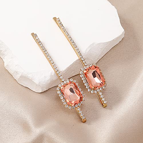 6 Pcs Retro Crystal Hair Pins Hair Slides Clips Vintage Decorative Bobby Pins Hairpins Hair Styling Tools Accessories For Women And Girls (Square Crystal) #TOP3