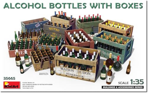 Miniart 35665 Juego de Cajas y Botellas 1:35 - reproducción Fiel, modelismo, Kit de plástico, Manualidades, Hobby, Pegar, modelismo, Montar