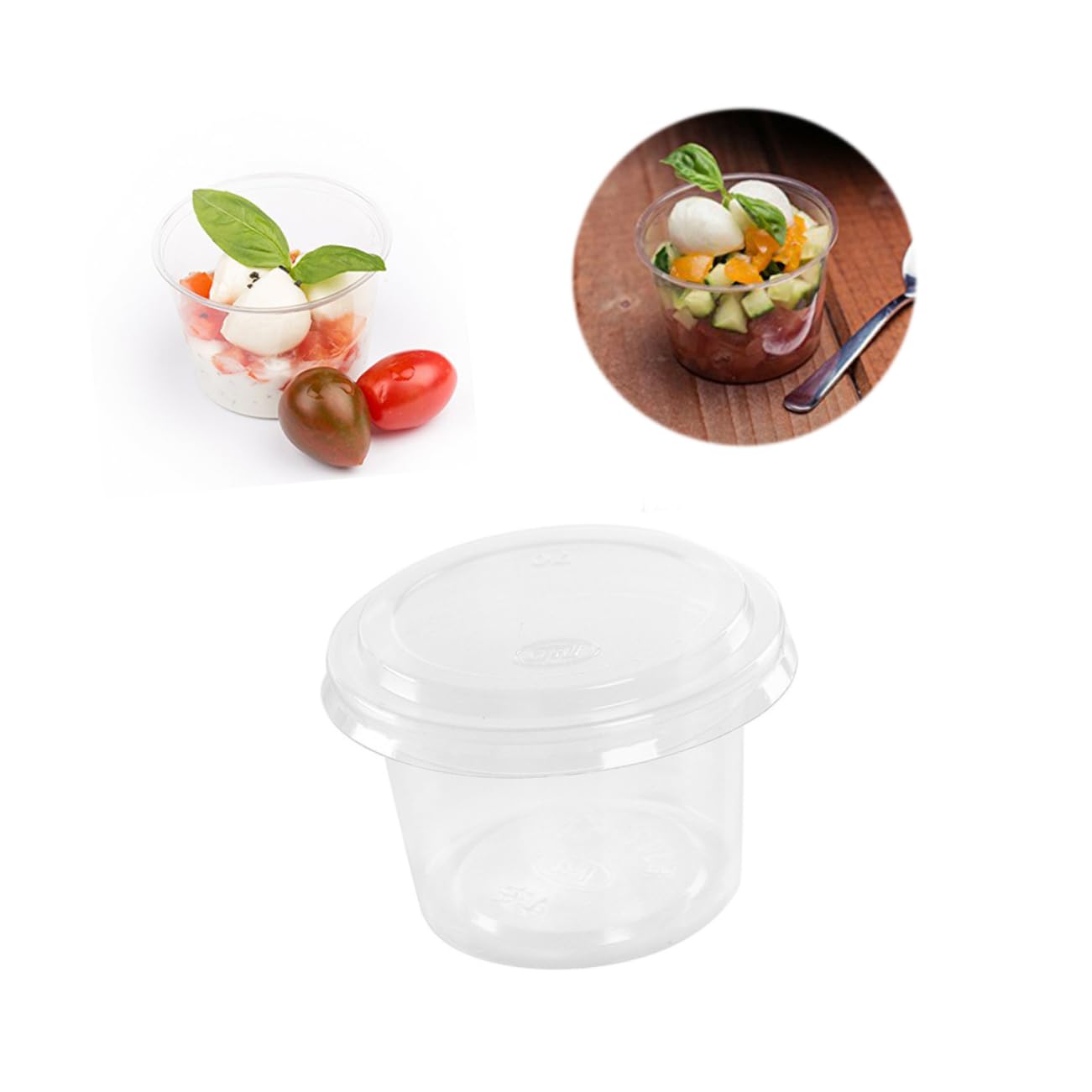 Didiseaon Flat Lids Disposable Plastic Cups 2oz Portion Jelly Yogurt Mousses Food Containers Lids
