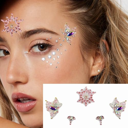 Image of Face Gems Rhinestone Face Decoration Jewelry Stickers, Mermaid's Tears Makeup Stickers | Temporary Crystal Face Jewels for Festivals, Parties, and Raves (1-Set) Multicolor (C9)