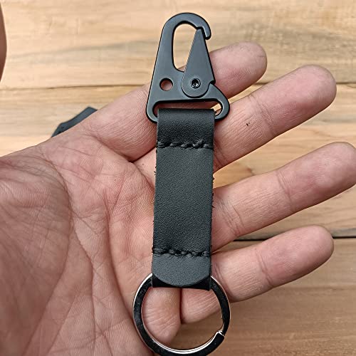 Handmade Keychain Leather Protective Key Case Cover Key Fob Protector Key Holder Small Home Storage Bag Key Ring Pouch (Small-Black) #TOP7