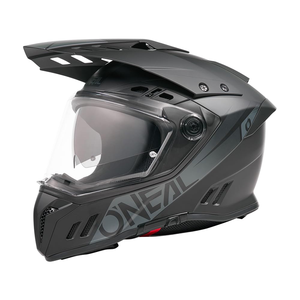 O'NEAL SIERRA RS SOLID MX Motocross Adventure Helm mit Außenschale aus hochwertigem ABS, extrem stoßfest & robust - Innenfutter herausnehmbar, gut belüftet, Extra großes Sichtfeld, Schwarz, Größe M