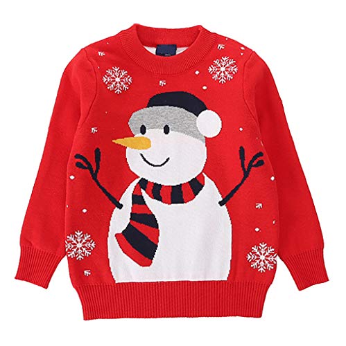 Image of Toddler Boy Girl Christmas Sweater Knite Pullover Xmas Reindeer Elk Snowman Cartoon Sweatshirts Tops