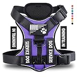 Demigreat Service Dog Harness, Reflective Dog Vest Harness with 5 PCS Patches, Adjustable Soft Oxford Pet Harness, Inner Layer Mesh, Easy to Control for Dogs