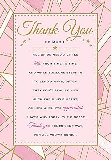 Heartfelt Wishes Sentimental Thank You Card - 9 x 6 inches - Regal Publishing